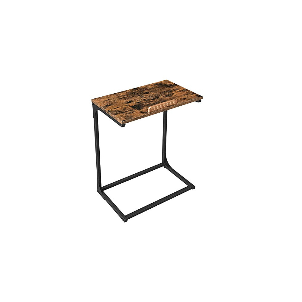 VASAGLE End Table, Laptop Table, Side Table with Tilting Top, Steel Frame, for Living Room, Industrial Style, Rustic Brown an