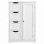 Yaheetech Wooden Bathroom Floor Cabinet, Side Storage Organizer Cabinet with 4 Drawers and 1 Cupboard, Freestanding Entryway 