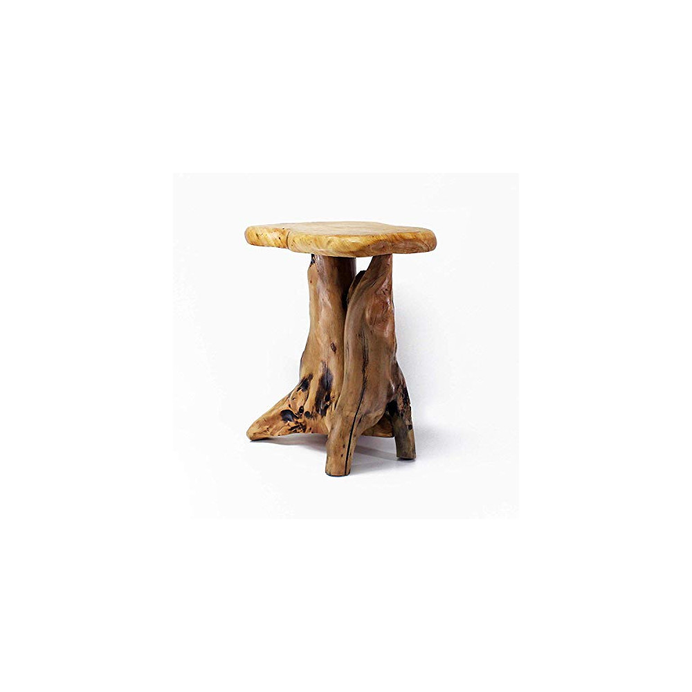 WELLAND Cedar Root Wood Log Side Table, End Table, Rustic Primitive Natural Live Edge