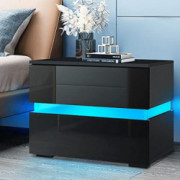HALLOLURE LED Nightstand, Modern Design End Table Tall 2-Drawer Nightstand Stand Storage Shelf Bedside Side Table Bedside Fur
