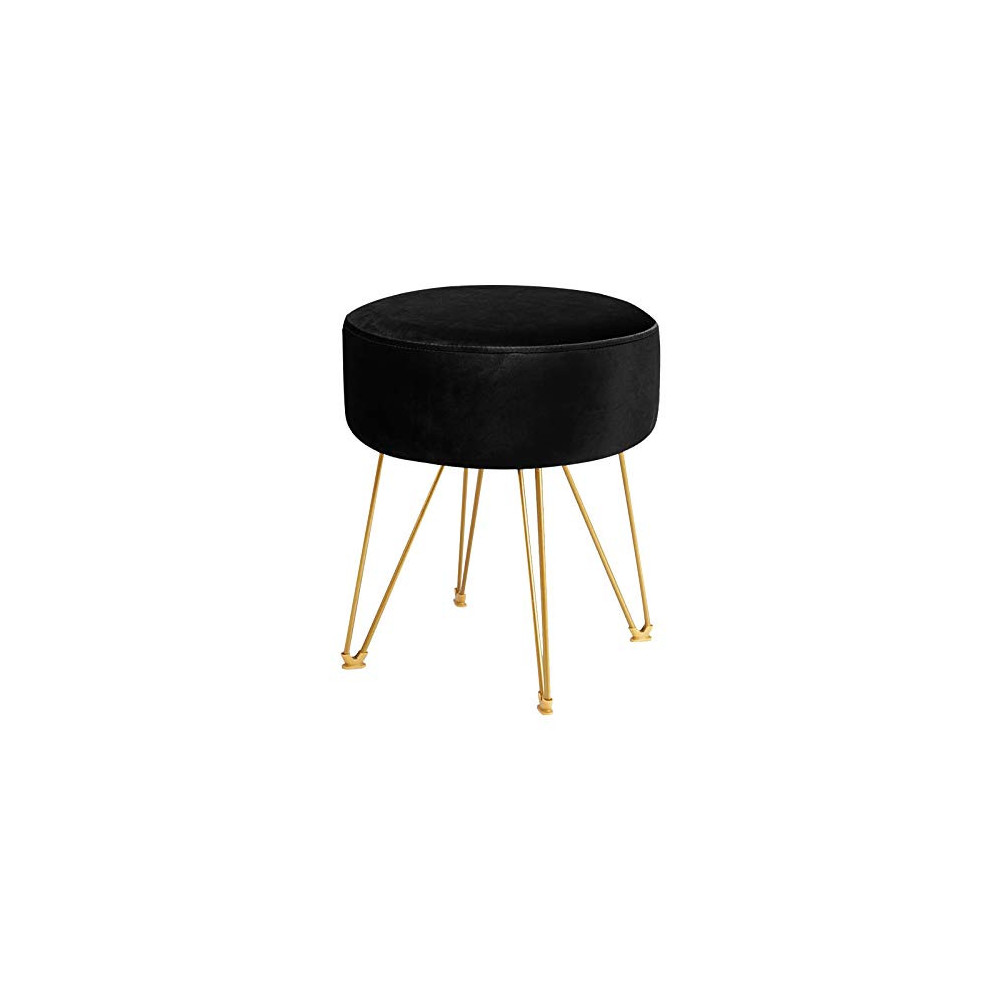 ERONE Round Footstool Ottoman Velvet Dressing Stool with Gold Metal Legs Upholstered Footrest, Makeup Chair Side Table for Ki