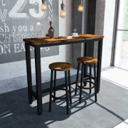 Bar Table Set-3PCS Kitchen Counter-Dining Table with 2 Stools, for Home-Farmhouse-Restaurant-Cafe-Kitchen-Dining, Artificial 