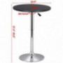 Yaheetech Round Pub Bar Table Black MDF Top with Silver Leg Base 27.4-35.8 inch Adjustable 88 lb Capacity