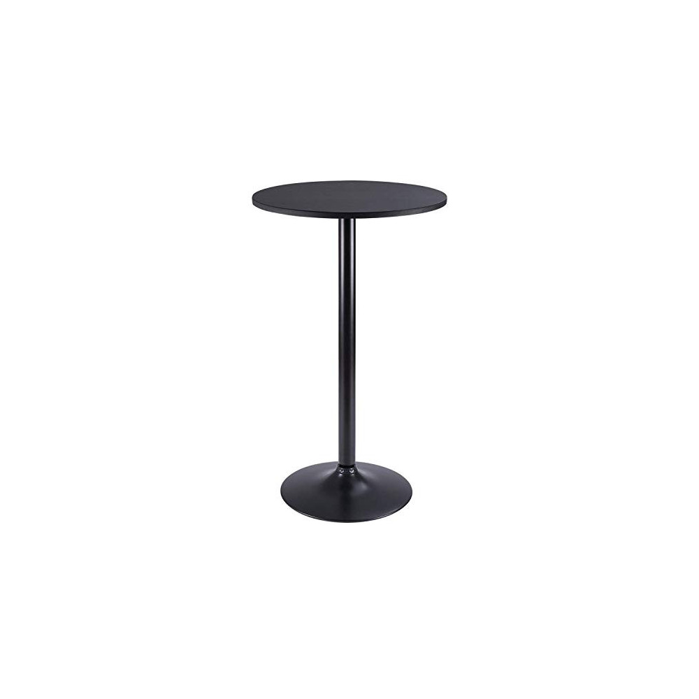 Furmax Bistro Pub Table Round Bar Height Cocktail Table Metal Base MDF Top Obsidian Table with Black Leg 23.8-Inch Top, 39.5-