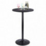 Furmax Bistro Pub Table Round Bar Height Cocktail Table Metal Base MDF Top Obsidian Table with Black Leg 23.8-Inch Top, 39.5-