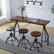 Ehomeline 4-Piece Counter Height Dining Room Table and Bar Stools, Industrial Vintage 60"-Inch Bar Table with 3 Adjustable Sw