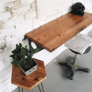 Industrial Rustic Wall-Mounted Table, Dining Table Desk, Pine Wood Wall-Mounted Bar Tables  24” X 14" 