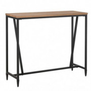 HOMCOM Rustic Industrial Bar Table with Metal Legs and Large Tabletop for Home Bar, Kitchen or Dining Room, Brown