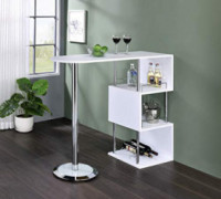 Kings Brand Furniture Minorca Modern Wine Bar Table w/Shelves  White 
