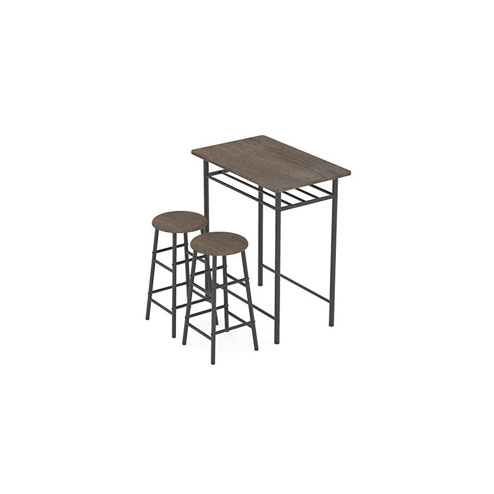 WeeHom Bar Table with 2 Bar Stools, Pub Dining Height Table Set, Kitchen Counter with Bar Chairs,Bistro Table Sets for Kitche