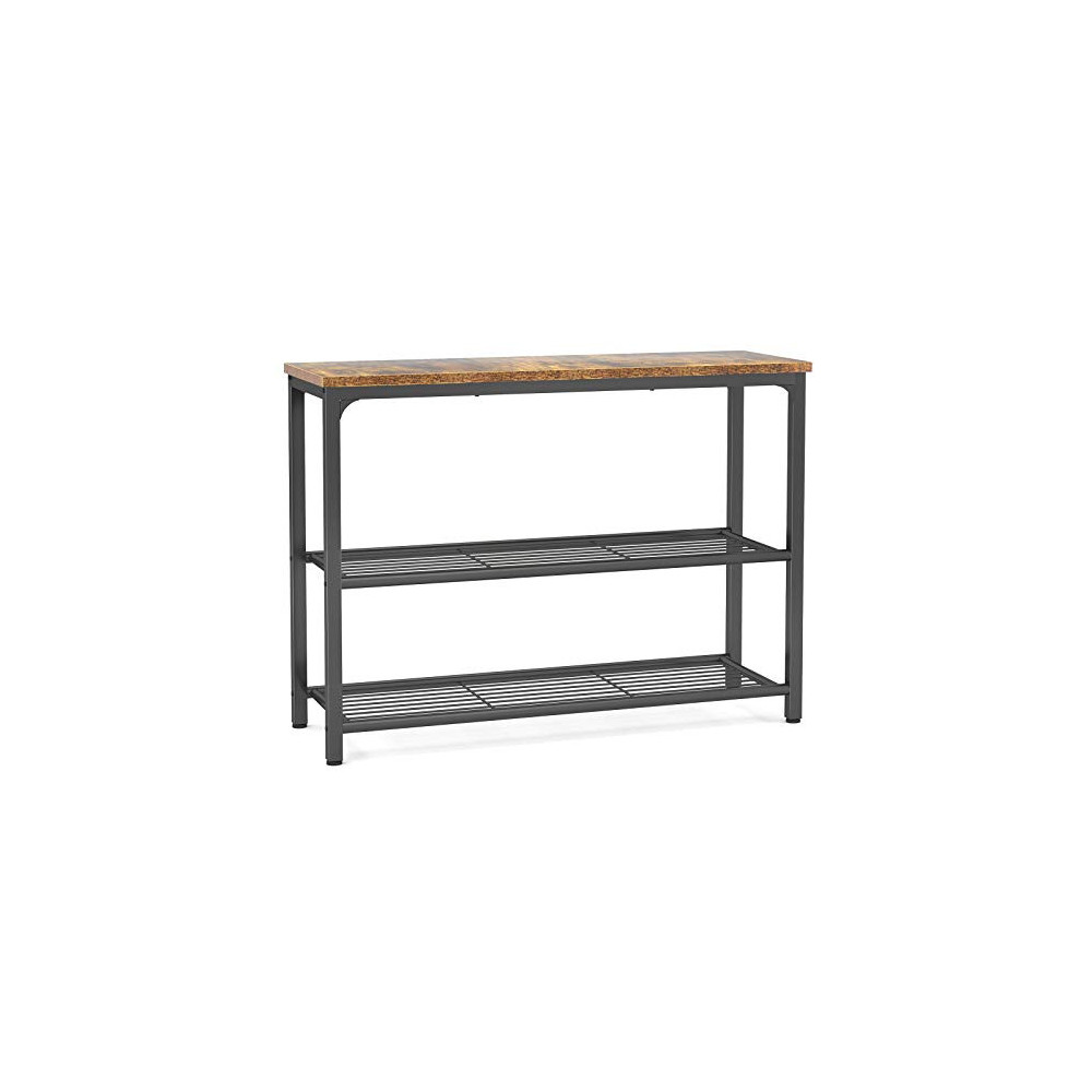 Ecoprsio Sofa Table Console Table with Double Mesh Shelves, Industrial Entryway Table Foyer Table for Entryway, Front Hall, H