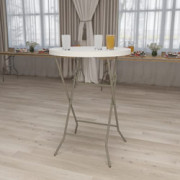 Flash Furniture 2.63-Foot Round Granite White Plastic Bar Height Folding Table