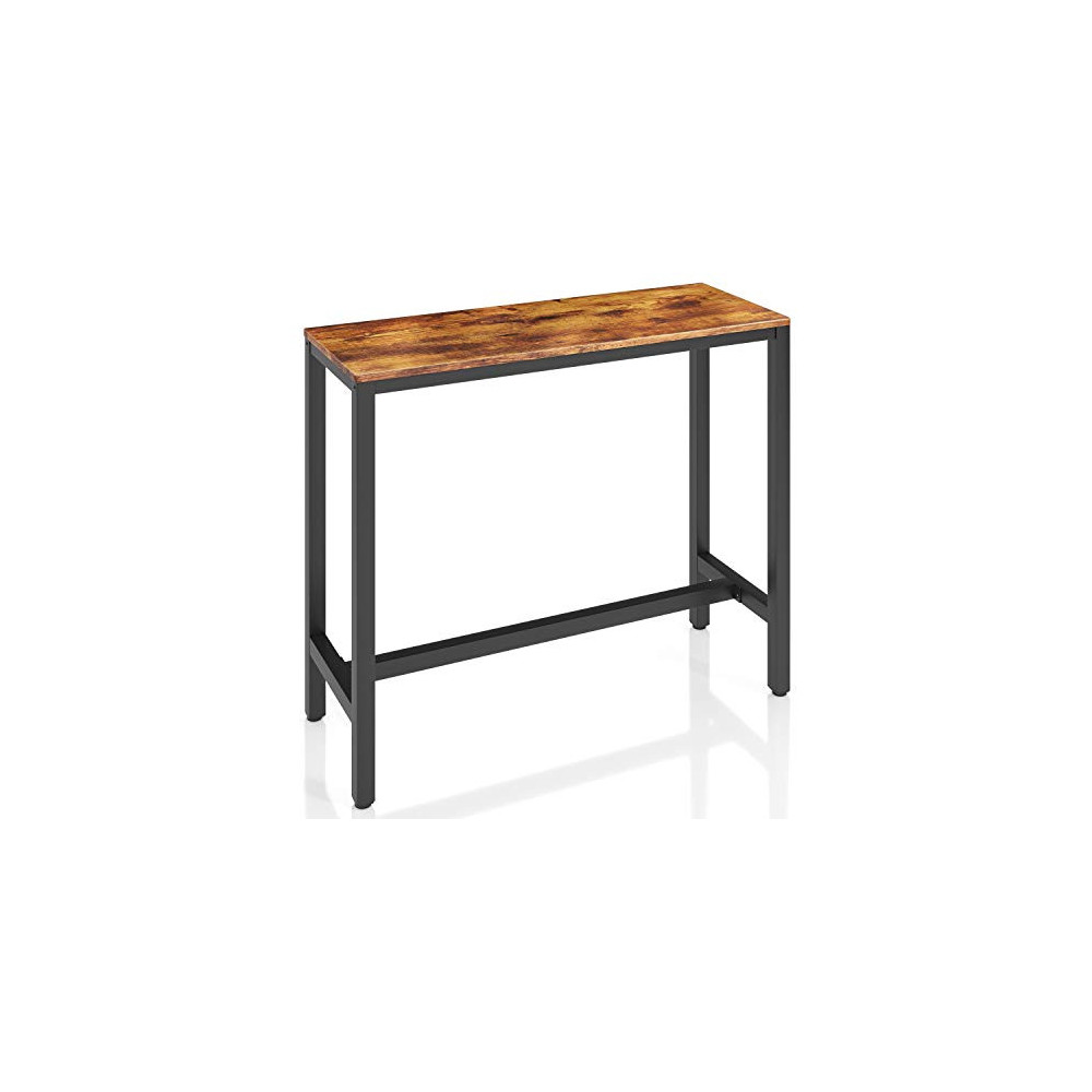 VIPEK Breakfast Table 47.2" Length Bar Table 39.4" Height Dining Table with Black Metal Industrial Brown Wooden Top for Livin