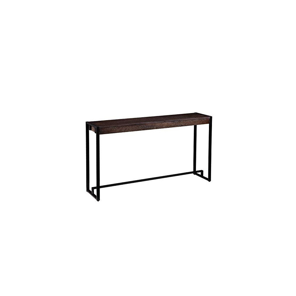 SEI Furniture Macen Narrow Console Table, 54", Burnt Oak, Black