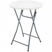 Rhinolite 32" Round Plastic Folding High Top Cocktail Table, 43.5" Bar Height, Folding Steel Frame - Locking Pin for Extra St