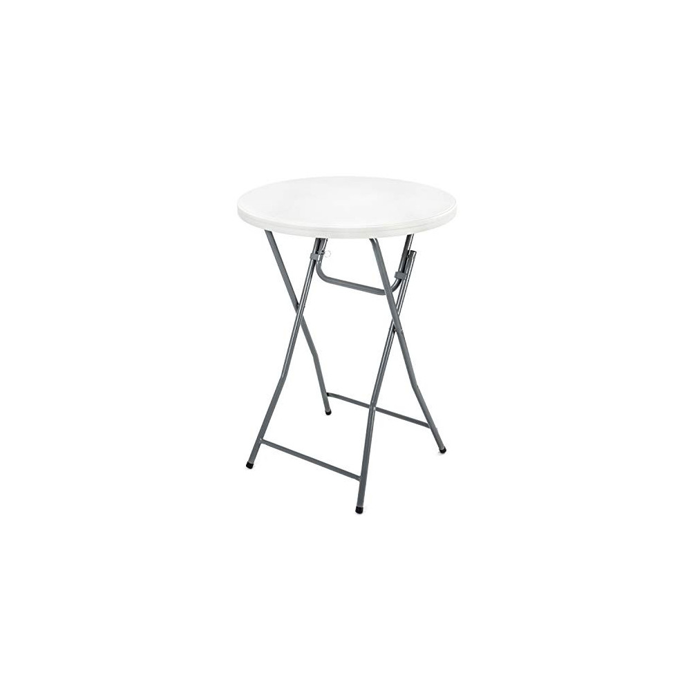 Rhinolite 32" Round Plastic Folding High Top Cocktail Table, 43.5" Bar Height, Folding Steel Frame - Locking Pin for Extra St