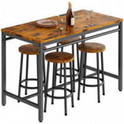 AWQM Bar Table Set, Kitchen Table and Chairs for 4, Industrial Counter Height Pub Dining Set with 4 Round Bar Stools, Heavy D