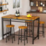 AWQM Bar Table Set, Kitchen Table and Chairs for 4, Industrial Counter Height Pub Dining Set with 4 Round Bar Stools, Heavy D
