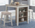 Signature Design by Ashley Skempton 3 Piece Counter Height Dining Set, Includes Table and 2 Barstools, Whitewash