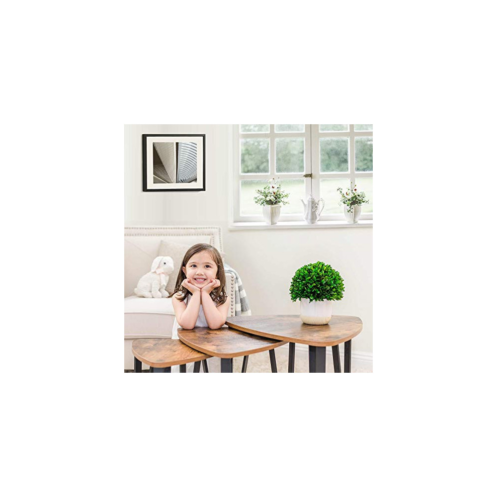 VASAGLE Industrial Nesting Coffee Table, Set of 3 End Tables for