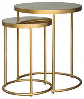 Signature Design by Ashley Majaci Glam Nesting Accent Table Set of 2, Gold Metal
