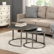 FirsTime & Co. Hayes Silver Nesting Coffee Table 2-Piece Set, American Crafted, Aged Silver, 27.5 x 27.5 x 16