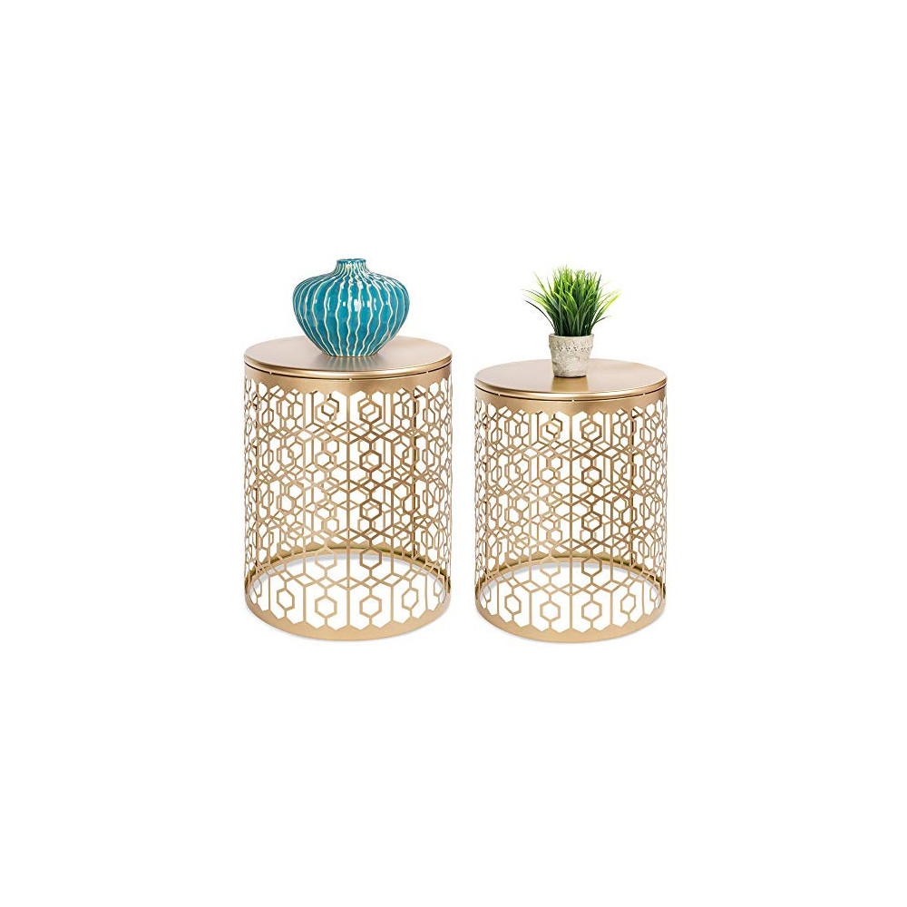 Best Choice Products Metal Accent Table, Set of 2 Decorative Round End Tables Nightstands, Coffee Side Tables for Living Room