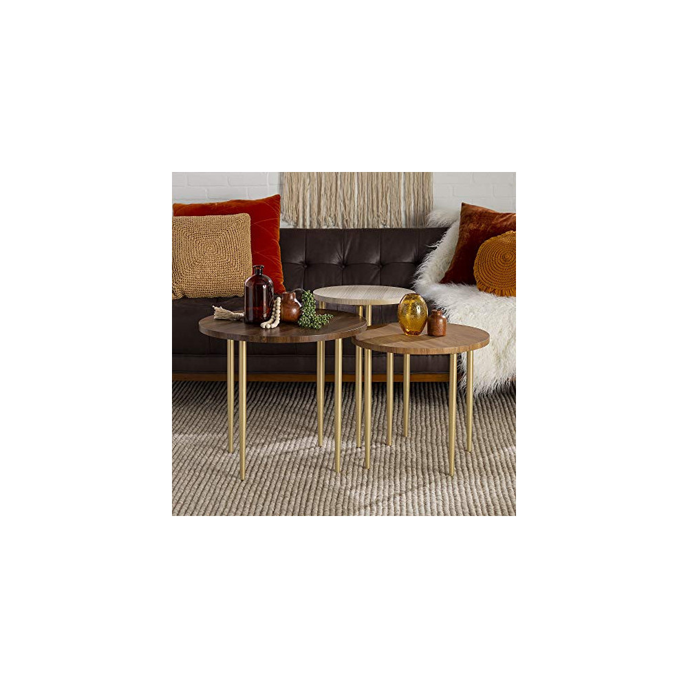 Walker Edison 3 Piece Modern Round Nesting Coffee Table Set | Universe ...