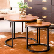 aboxoo Coffee Table Nesting Side Set of 2 End Table Top Sturdy Metal Frame Wood Desk Centerpiece Living Room Bedroom Apartmen
