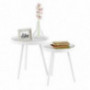 Lavish Home Contemporary Decor and Home Accent Table with Tray Top  White, Set of 2 ,