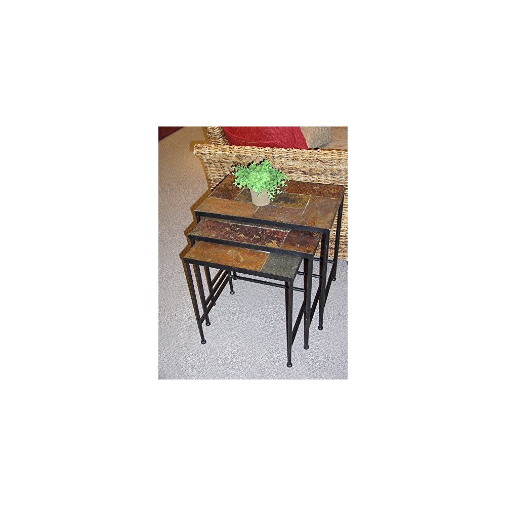 Black 3 Piece Nesting Tables With Slate Top