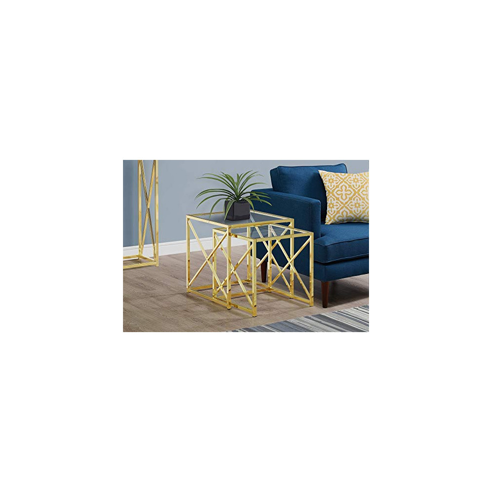 Monarch Specialties I NESTING TABLE, GOLD