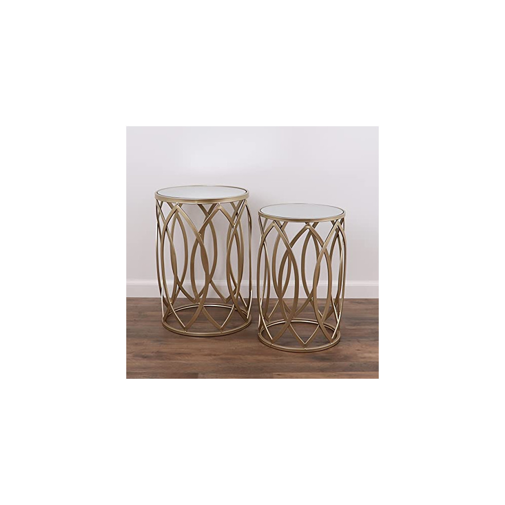 Gold Side Table - Nesting Tables - Gold End Table - Modern Side Table - Mirror Nightstand - Small Accent Table Set - Mirrored