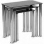Flash Furniture Riverside Collection Black Glass Nesting Tables with Stainless Steel Legs