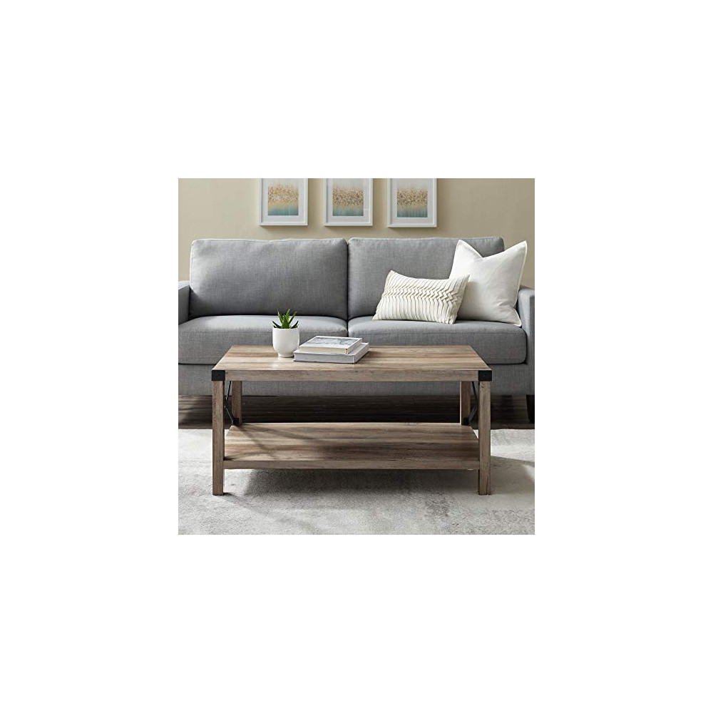 Walker Edison Sedalia Modern Farmhouse Metal X Coffee Table, 40 Universe Furniture