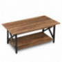 GreenForest Coffee Table Farmhouse Rustic with Storage Shelf for Living Room 43.3 x 23.6 inch, Easy Assembly, Walnut