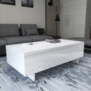 COSVALVE Living Room Rectangle High Gloss Coffee Table, Modern Living Room Table, Marble Print Living Room Furniture,Waiting 