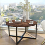 Round Coffee Table Kitchen Dining Table Modern Leisure Tea Table Office Conference Pedestal Desk Computer Study Desk Rustic B