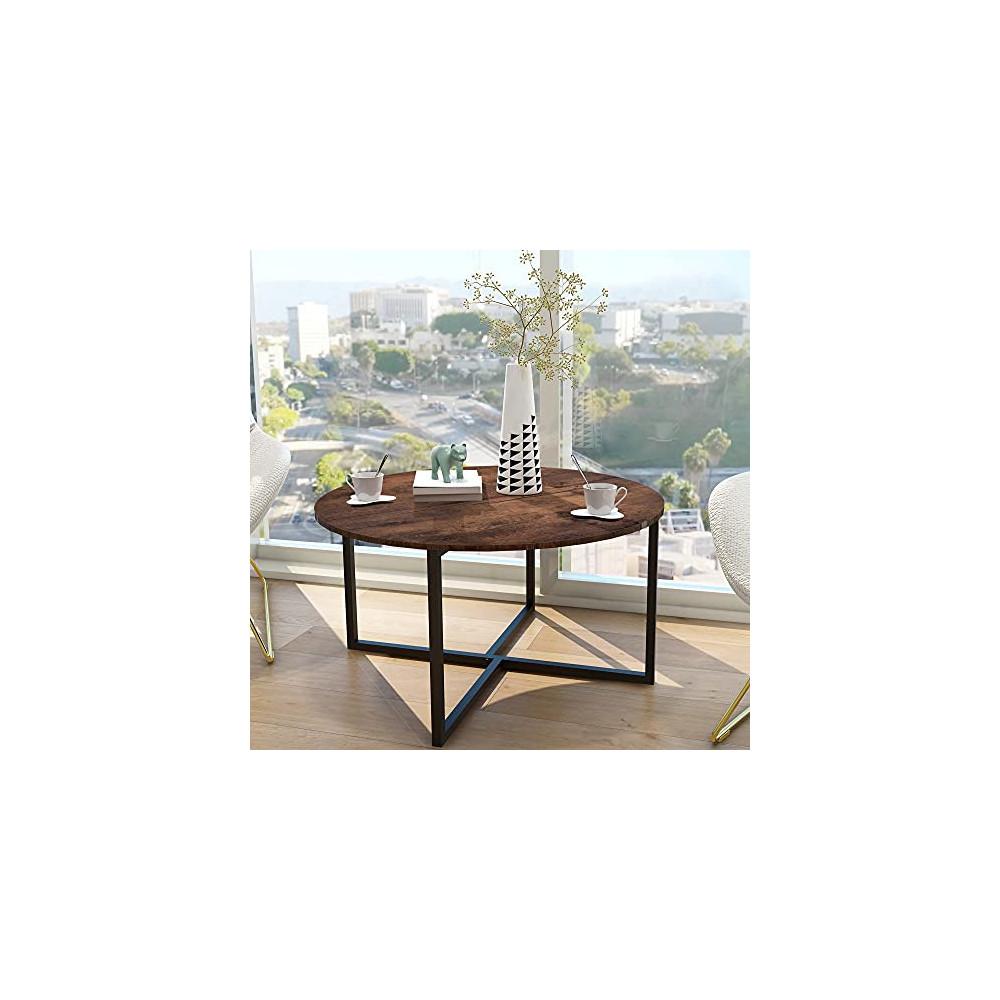 Round Coffee Table Kitchen Dining Table Modern Leisure Tea Table Office Conference Pedestal Desk Computer Study Desk Rustic B