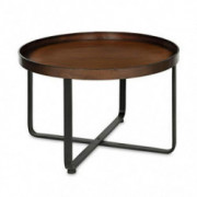 Kate and Laurel Zabel Modern Round Metal Coffee Table with Criss Cross Base, Bronze and Black