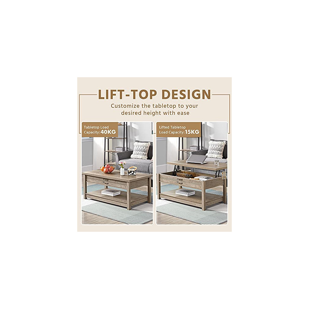 Yaheetech Lift Top Coffee Table with Hidden Compartment & Shelf