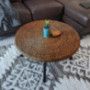 Round Coffee Table,RANDEFURN Seagrass Coffee Tables,Pine Wood X Base Frame Cocktail Table, Easy Assembled, Multiple Sizes for
