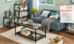 GreenForest Coffee Table Industrial with 2 Tier Storage Shelf for Living Room Modern Coffee Table 39.3 x 21.4 inch, Easy to I