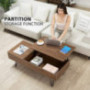 VIVOHOME Lift Top Coffee Table and Dining Table with Partition Storage Function Suitable for Living Room, Office, Small Apart