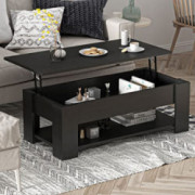 Lift Top Coffee Table Central Table with Compartment & Storage Shelf for Living Room Black 41.3”L x 19.7”W x  15”-20.6”  H