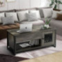 Lift Top Coffee Table - Industrial Lift Tabletop Dining Table for Living Room Reception with Hidden Compartment, Side Cabinet