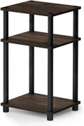 DJC Just 3-Tier End Table, 1-Pack, Columbia Walnut/Black,Suitable for Any Room