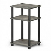 FURINNO Just 3-Tier End Table, 1-Pack, French Oak Grey/Black