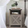 Farmhouse Nightstand, Bedside Tables Night Stands for Bedrooms Set of 2, Rustic End Table with Barn Door and Storage Shelf, I