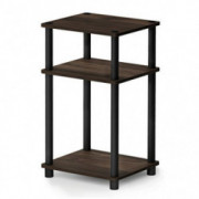 FURINNO Just 3-Tier End Table, 1-Pack, Columbia Walnut/Black